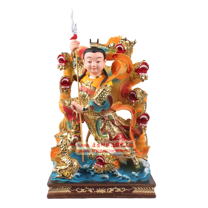 哪吒三太子神像 九龙太子树脂彩绘中坛元帅李哪吒太子爷家用摆件
