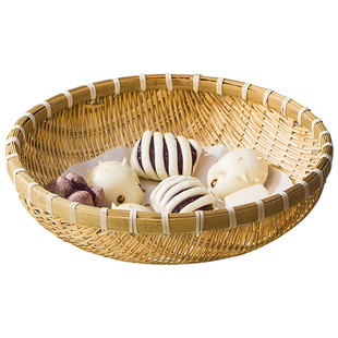 蒸皇纯竹编洗菜篮子包子馒头馍馍竹制收纳筐农家簸箕家用水果托盘