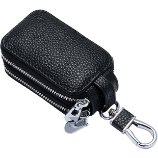 双层拉链真皮钥匙包男士收纳女多功能男款大容量家用汽车男式牛皮