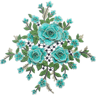 立体牡丹刺绣花朵布贴DIY手缝衣服补丁贴花围巾大衣装饰辅料大号