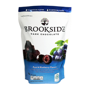 加拿大贝客诗Brookside蓝莓水果汁夹心黑巧克力豆糖果休闲零食