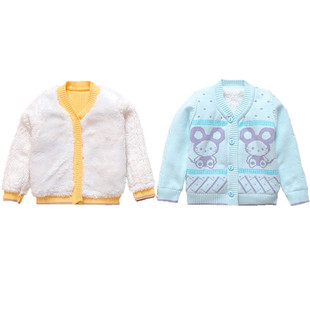 婴幼儿衣服毛衣针织开衫纯棉男童线衣秋冬款女童加绒保暖上衣冬季