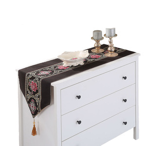 美容院桌旗美容床床旗刺绣中式横条桌布茶几布柜旗现代简约床尾巾