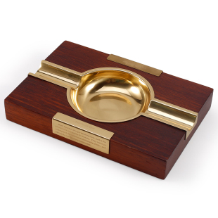 JIFENG季风专用实木大号送礼客厅室用经典纯铜复古雪茄烟灰缸户外