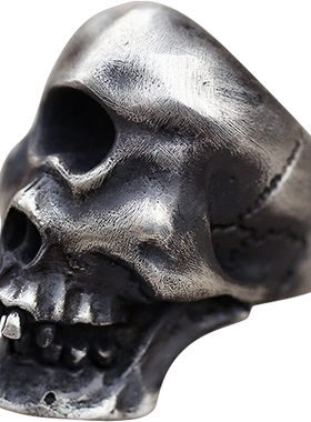 原创手工银饰暗黑骷髅潮男朋克