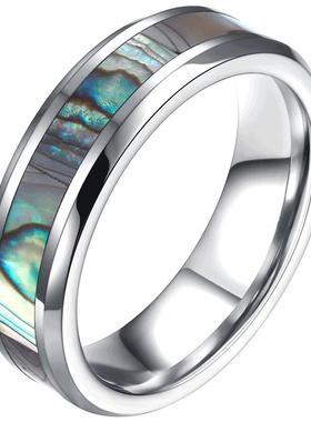 贝壳男生戒指潮钨金个性食指指环