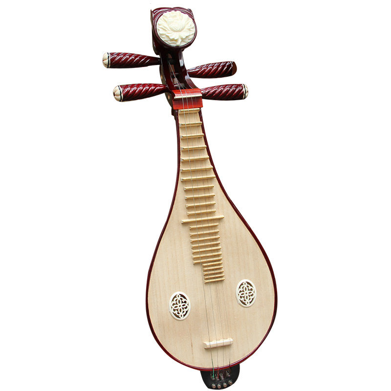 河北梵巢厂家促销初学练习硬色木骨花铜品入门柳琴弹拨乐器土琵琶