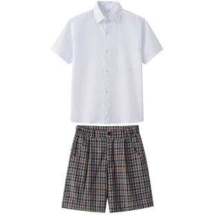 深圳校服礼服统一小学生男女加内衬格子裙短裤速干防臭短衬衫套装