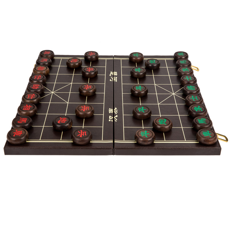 红木木制中国象棋折叠便携皮质棋盘成人儿童培训班选用