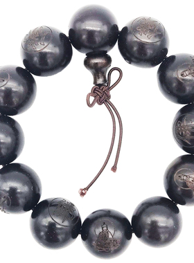 印尼黑檀木雕刻观音文玩沉水佛珠