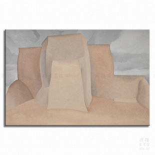 牧场教堂 Georgia O'Keeffe 欧姬芙 艺术装饰画客厅书房玄关酒吧