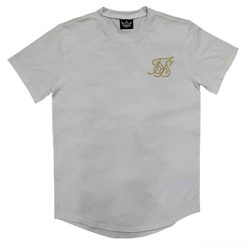 欧美潮牌休闲简约纯色短袖T恤 圆弧男女情侣T men casual t-shirt