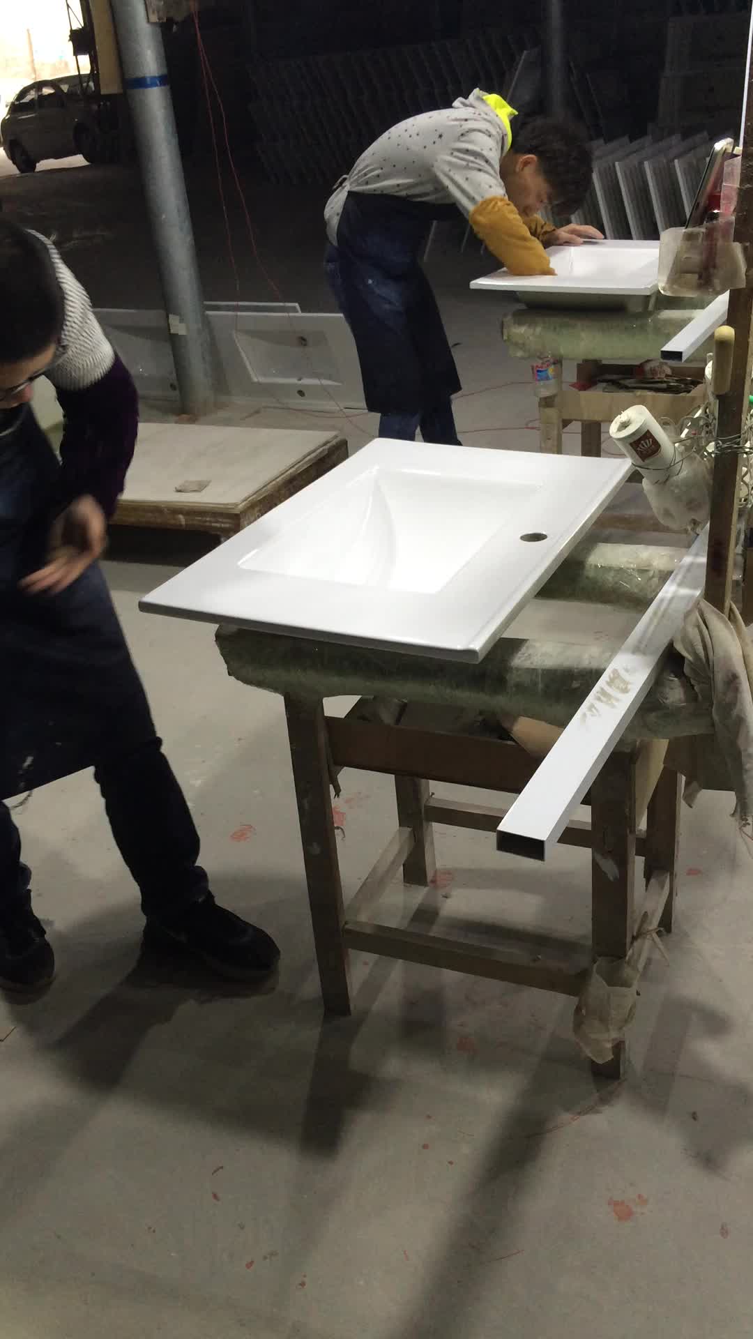 Sanitary Ware Rectangular Undermount Ceramic Wash Sink For ...