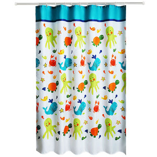 磁性浴帘乌龟和鱼加厚防水防霉卫生间浴帘涤纶浴帘布门帘窗帘挂帘