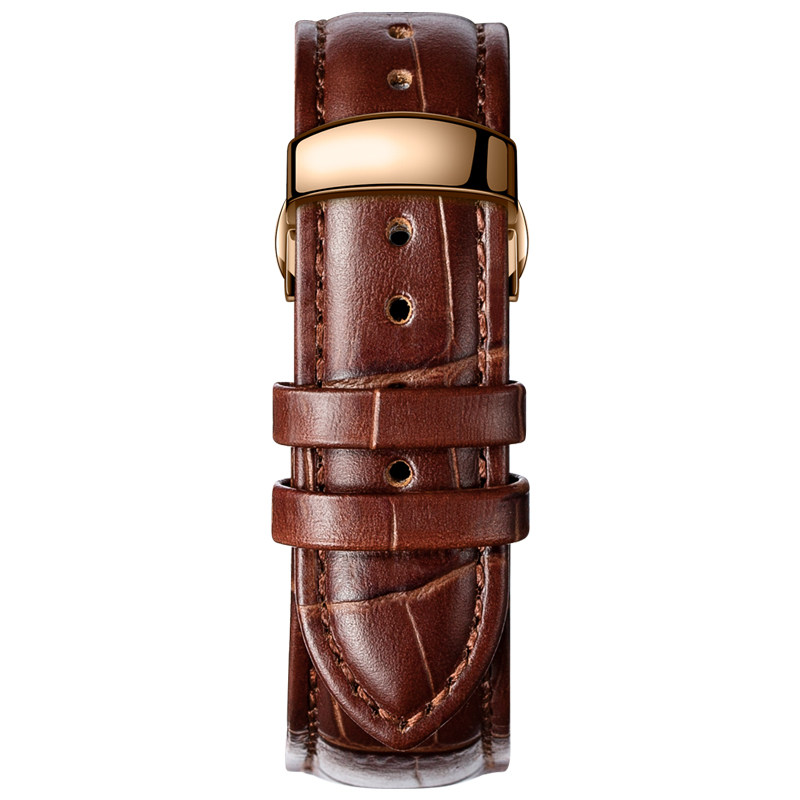 维途真皮表带手表带配件男蝴蝶扣表链女代用浪琴天梭华为卡西欧DW