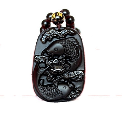 黑曜石吉祥物吊坠挂件男女项链