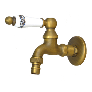 全铜欧式仿古洗衣机龙头4分6分口快开入墙水嘴单冷水龙头青花瓷