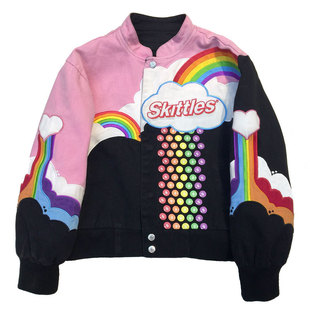 杜戴克2020mlg毛毛潮牌棒球服男女冬季加厚Slp加厚彩虹脸联名夹克