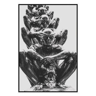 个性艺术小众装饰画现代样板间酒店展厅沙发背景墙壁画高级灰挂画