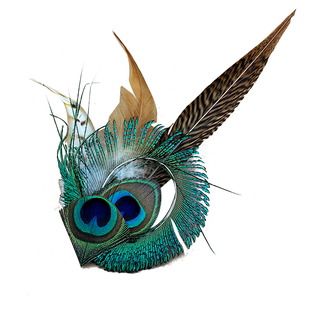 DY欧美复古宫廷头饰民族风孔雀羽毛胸针司仪胸花包邮