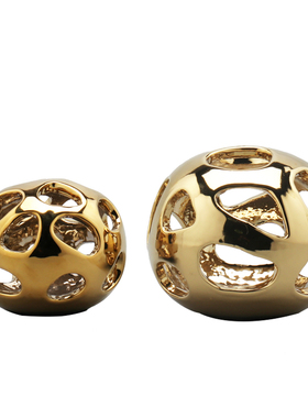 轻奢风简约金色陶瓷电视柜装饰品