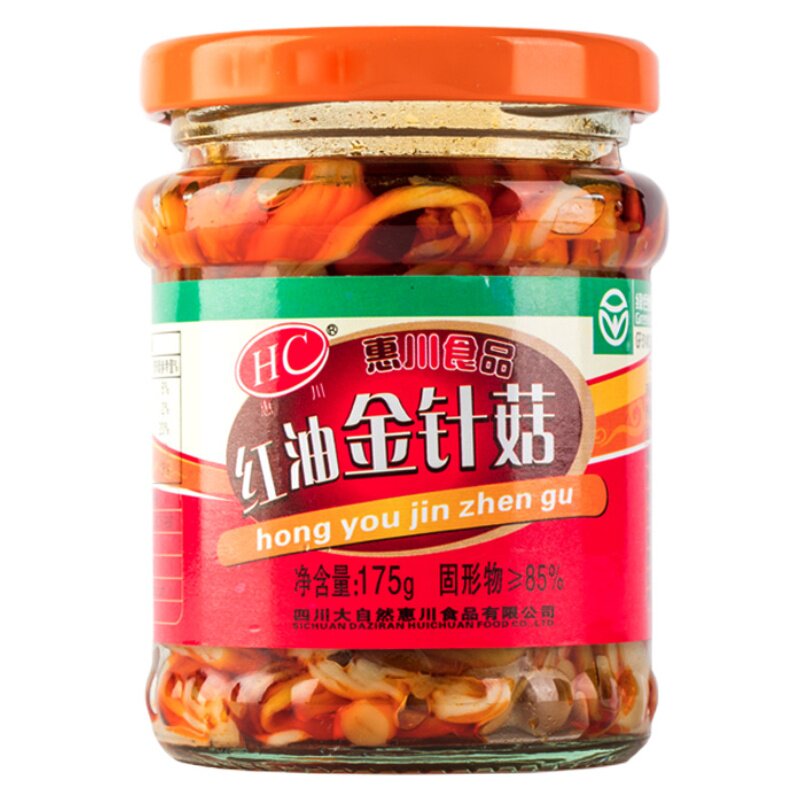 惠川红油金针菇香辣下饭菜即食罐装开胃佐餐175g*4瓶装休闲小零食