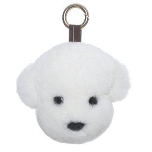 【小白狗】真羊羔毛小白狗皮草挂件 比熊泰迪包包挂件 汽车钥匙扣