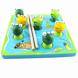 早教磁性木制儿童钓鱼游戏幼儿钓青蛙游戏 1-2岁宝宝益智力玩具