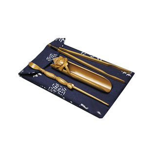 台湾竹艺师廖壹男 茶艺组合四君子竹茶道配件茶夹茶勺茶托-荷花款