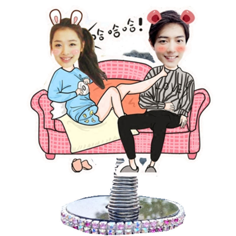 汽车摆件创意定制车载可爱车饰卡通照片diy定做高档镶钻车内饰品