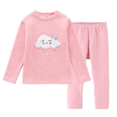 保暖加绒一体绒内衣套装女童秋冬