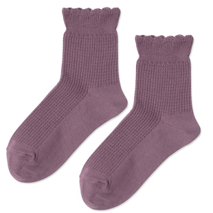 良朴袜子女中筒袜花边不勒腿松口袜月子袜女袜春秋纯色女士棉袜