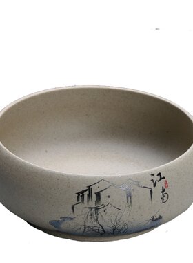 水养富贵竹粗陶紫砂无孔睡莲盆