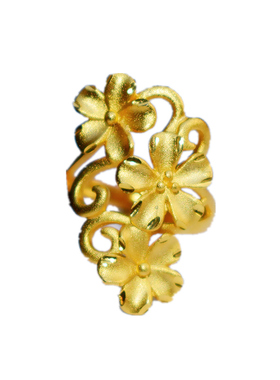 玫瑰花开口越南沙金戒指时尚个性