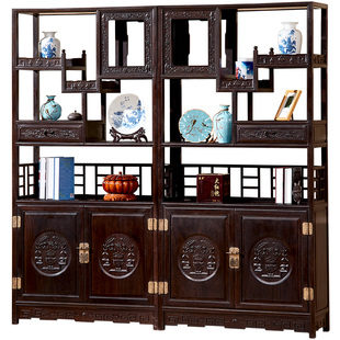 明荣轩红木家具黑檀博古柜实木博古柜博古架展示架酒架