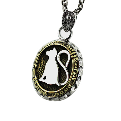 复古猫咪日韩风银吊坠