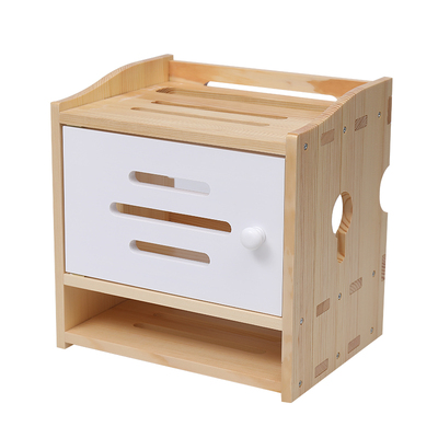 实木路由器电话机排插桌面置物架