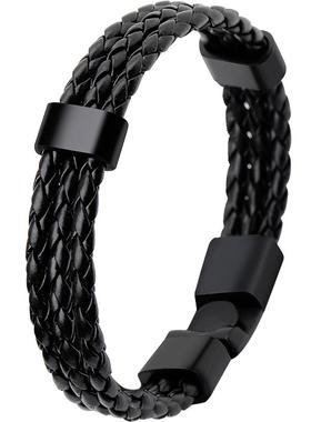 皮绳编织手链男生新款潮牌百搭