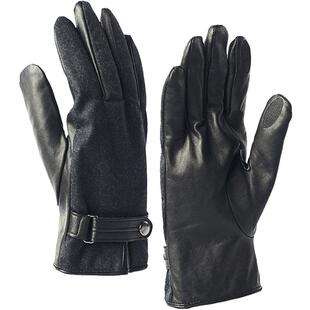 卡蒙手套男保暖秋冬天手机触屏加绒加厚骑车松紧口皮手套防风全指