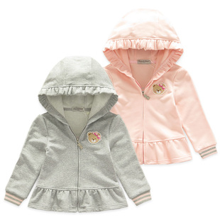 女童外套春秋韩版新款时尚洋气女中童春装纯棉休闲卫衣连帽夹克衫