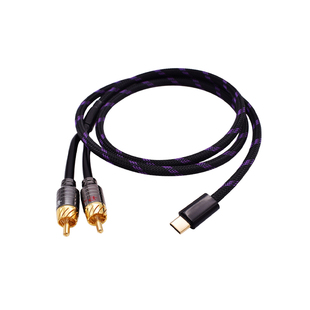 USB-C安卓华为手机连接TypeC转双莲花2rca连接音响功放aux音频线