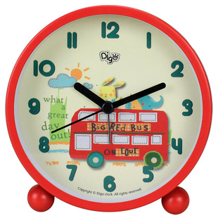 小闹铃女孩学生闹钟静音床头男孩小汽车儿童专用卡通可爱红色夜灯