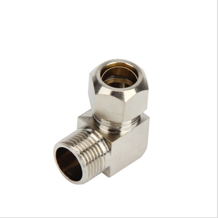 终端卡套接头铜管接头6mm-01/8-02/10-03/12-04分油管直角弯头通