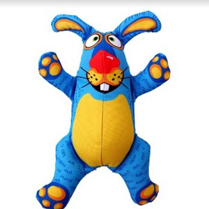 泰迪中号 蔚蓝板牙兔子 美国FatCat发声耐咬帆布狗狗玩具磨牙玩具