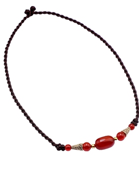 红玛瑙项链短款百搭遮疤痕森系