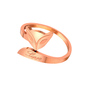 韩版情侣镀18K金开口玫瑰金小狐狸戒指尾戒女小指韩国彩金指环