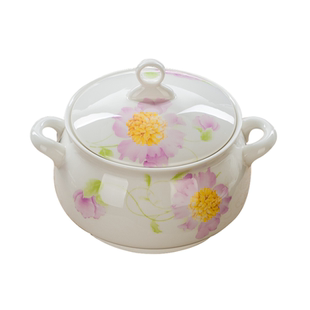骨瓷依恋带盖大号锅汤锅双耳品锅陶瓷盖煲汤大碗陶瓷碗骨瓷大汤碗