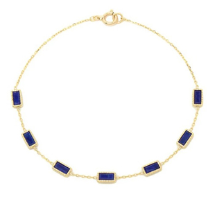 日系aget风经典梦想成真天然白贝母青金石纯银镀14K金色手链女