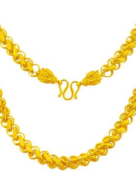 创缘镀黄金项链男霸气加长