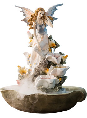 装饰摆件天使流水喷泉结婚礼物